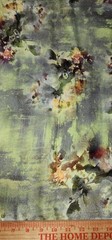 Wool Blend Floral Printed Thick Winter Spun Soft Fabric 45”W Sold BTY Green