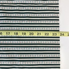 Vintage 1990 Fabric Traditions Green and Floral Stripe HALF YARD Remnant 23″x44″