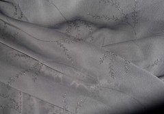 SILVER GREY METALLIC VINE TRAILS GEORGETTE FABRIC, CHIFFON SHEER, 115 cm WIDTH