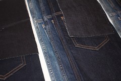 stretch Denim Fabric Samples pocket leg and hem multiple shades new hi quality