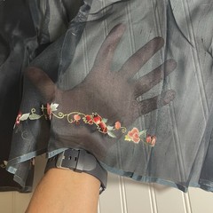 SILK Blue-Gray- flowers FABRIC 3 Yards x 21 Inches Wide or 108 Inches x 21 Wide