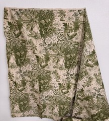 Vintage Polished Cotton Chintz Fabric Green Cream Floral Made US 1 Yd more avail