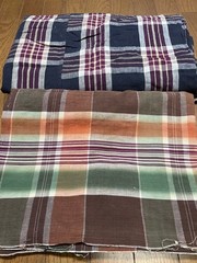 Futon Cover Grid Pattern Old Fabric Check Orange Brown Green Vintage