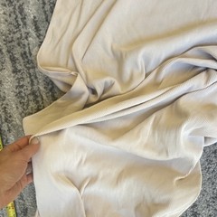 Beige ribbed Fabric Piece over 60x40in. Wide four way stretch thick cotton