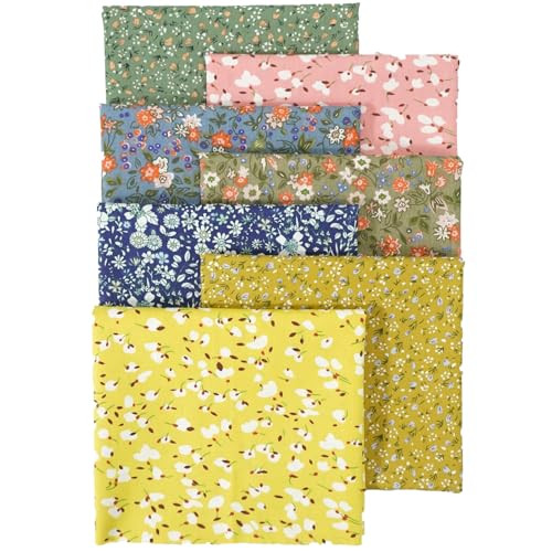 7pcs Fat Quarter Flower Fabric Bundles Quilting Cotton Craft Fabric Pre-Cut