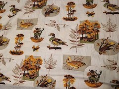VTG Woodland Autumn Forest Creatures 36in X 9 yds Cotton Fabric Deer Trees Leaf