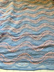 57″ Wide Grey and Pink Wavy Embroidery Lace Fabric for Sewing/Crafts/ Bridal