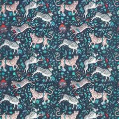 Clarke & Clarke Whimsical Animal Velvet Fabric- Protea Velvet / Navy 1.75 yds