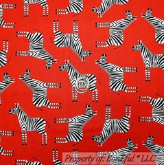 BonEful Fabric FQ Cotton Quilt Red Black White B&W Zebra Stripe Jungle Safari NR