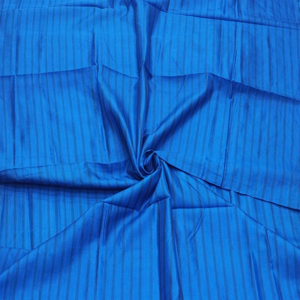 Vintage Blue 100% Pure Silk Handloom Sari Remnant 4YD Craft Fabric Silk Scrap
