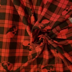 Red and Black Plaid with Skulls Jersey Knit – Lumberjack Goth! Soft!