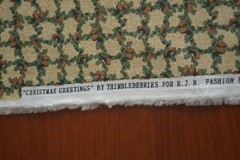 35″ Long, Green Brown on Tan Quilting, Thimbleberries/Christmas Greetings, V972