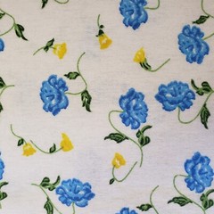 Blue Yellow Peone Print Cotton Flannel Fabric 45″ By Yard Floral Nursery Fabric