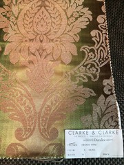 CLARKE & CLARKE Ornato Jewel in Olive 17 1/2 x 17 3/4″ Damask Fabric Sample