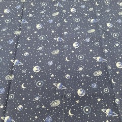 Planets and Stars Navy and Silver Moons 100% Cotton Fabric 44 x 26 in
