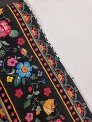 Vintage Quilted Fabric Floral Reversible Black Vintage Deadstock 1.5 yard piece