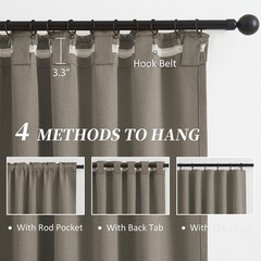 KEQIAOSUOCAI Taupe Blackout Linen Curtain Panels Back Tab, Privacy Protect Fu…