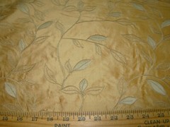 10 3/8 YDS 100% SILK EMBROIDERED LEAVES PEACH UPHOLSTERY DRAPERY FABRIC FOR LESS