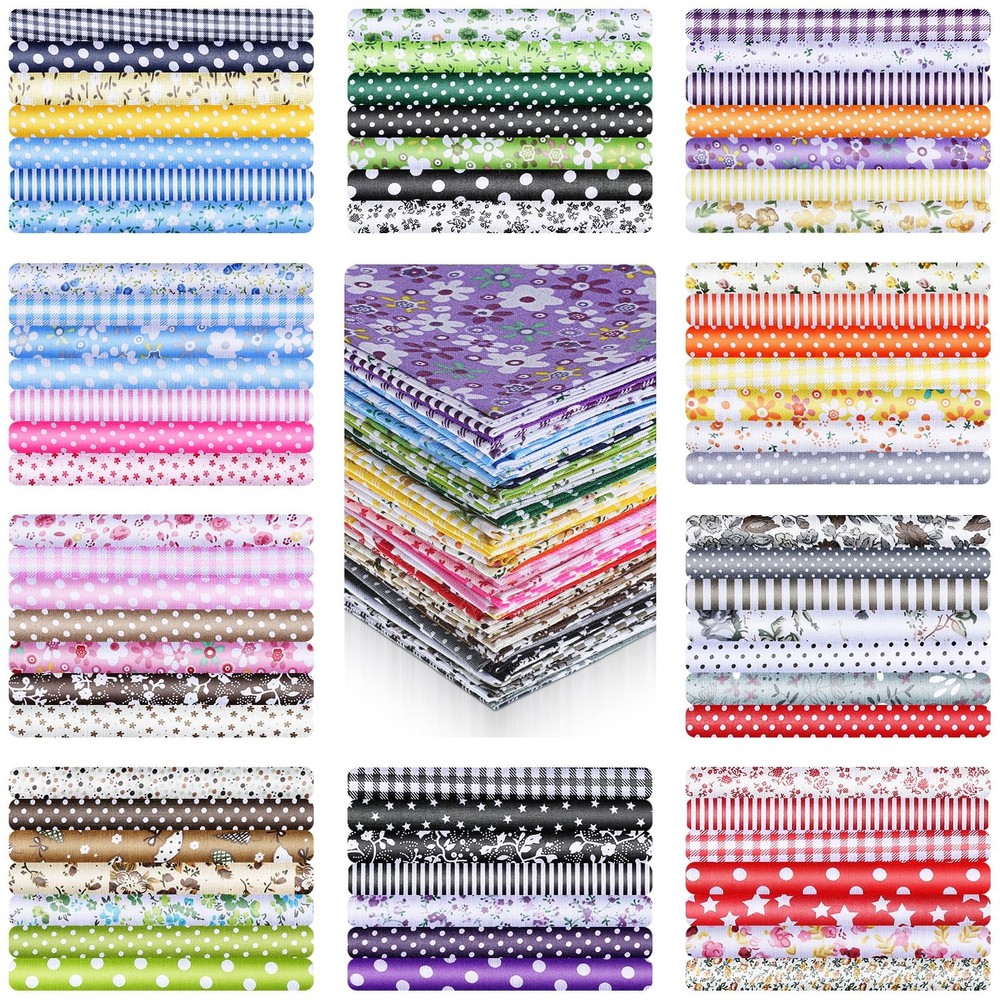 70 Pcs 10 X 10 Inch Cotton Fabric Squares, Precut Quilting Fabric Bundles, Multi