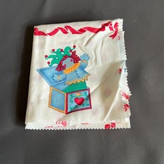 Vintage Baby-Themed Fabric Panel With Toys & Jack-In-The-Box Print Red & White B
