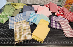 LOT of Gingham plaid check Fabrics Red Yellow Green Blue Purple cotton 8 lb