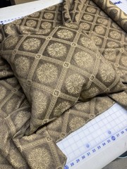 Fabric By The Yard Taupe Brown Diamond Lattice Floral Medallion Jacquard Weave