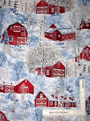 Christmas Red Barns Snow Trees Cotton Fabric Timeless Treasures C7869 By Yard