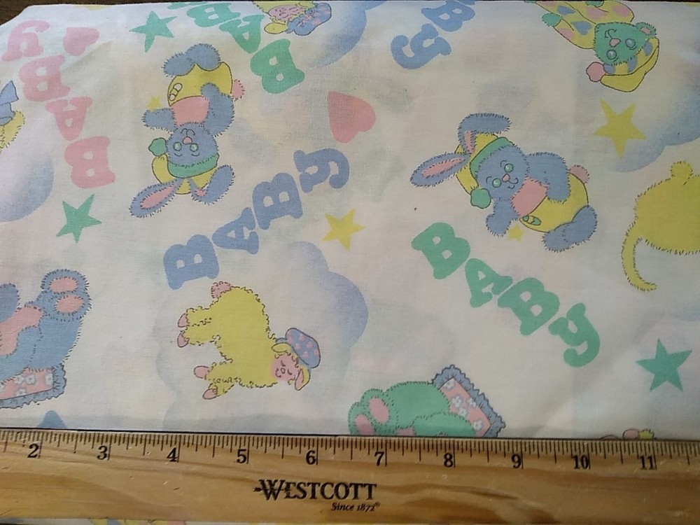 fabric 54×60″ vintage pastel baby themed animals cute