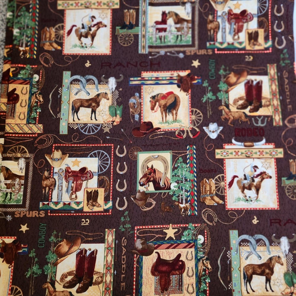 Wilmington Prints Back in the Saddle Cotton Fabric by Anita Philips – 92L x 43W