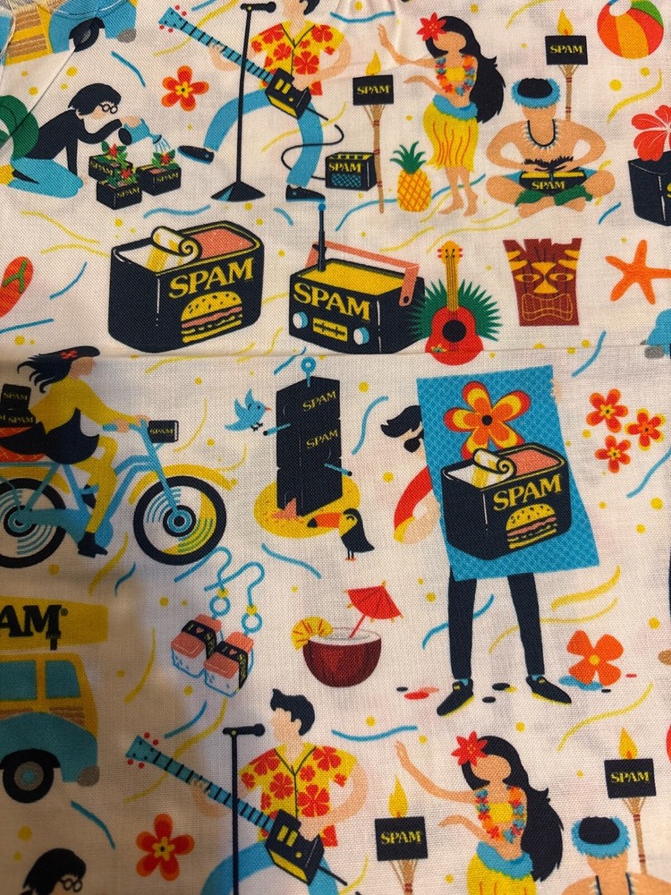 SPAM Hawaiian beach Print 100% Cotton Fat Quarter 18″x22″ NEW Mask