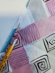 2x 40s 50s Geometric Colorblock Cotton Sewing Fabric 33″w X 1.9. & 1.6yds FLAWS