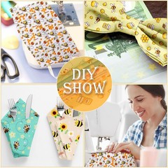 Tatuo 8 Pcs Bee Fabric Honey Pattern Fat 20 x 20 inch, Colorful