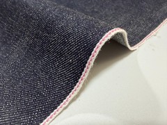 11.5 oz indigo denim fabric with pink selvage by the yard, Japanese denim