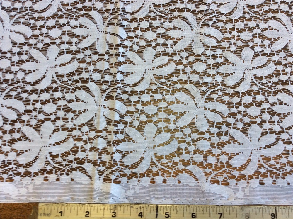 WHITE FLORAL LACE #1-POLY-50 INCH WIDE– 1 1/8 YARDS