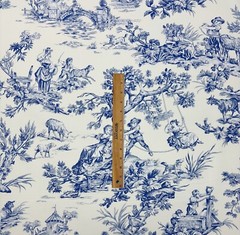 COVINGTON M MUSEE BLUE FRENCH TOILE ANIMAL COTTON MULTIUSE FABRIC BY YARD 54″W