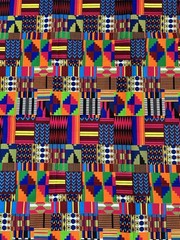 African fabric, Kente print multicolor tribal print fabric, dressmaking fabric