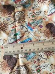Fabri-Quilt cotton fabric “Doom Of The Sea” Ships Mariners Stars 44″ L