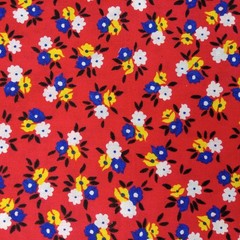 Vintage Tica Tex Costa Rica Fabric Red Yellow Blue Ditzy Floral Print 55x 10 Yd