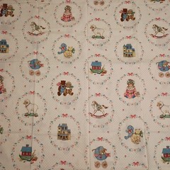 2.9 Yd VTG Cranston VIP Victorian Pull Toys Dolls Patch Pastels Florals & Dots