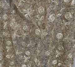 GOLD IVORY Sequins Rhinestones Embroidery Bridal Lace Fabric 50” Width 1 Yard