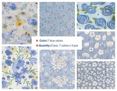Assorted Blue Grey Prints 5×5 In Precut Cotton Fabric Quilting Squares Pack