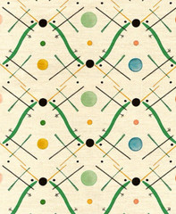 OTTOLINE CURTAIN FABRIC “IMPROVISATION 1 – GREEN” 2 METRES 100% LINEN