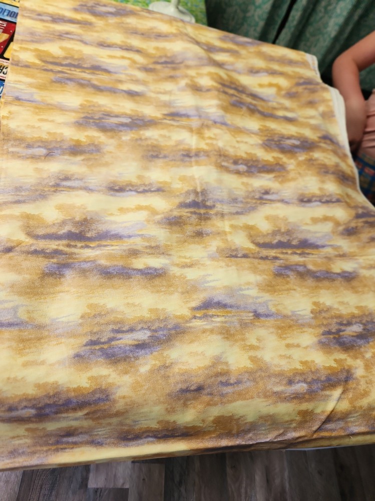 Bt YARD SKYLINE OMBRE Cream Purple Tan Sunrise Clouds Pastel 100% Cotton Fabric