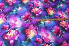 55” Wide Digitally Print Lotus Floral Viscose Fabric Dress Material Rayon