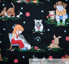 BonEful FABRIC FQ Cotton Quilt Black Red White Blue American Dr Nurse 911 Medic