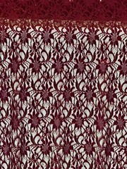 EMBROIDERED FLORAL LACE FABRIC WITH BEAD SPARKLE BURGUNDY 58″ WIDE BY THE YARD