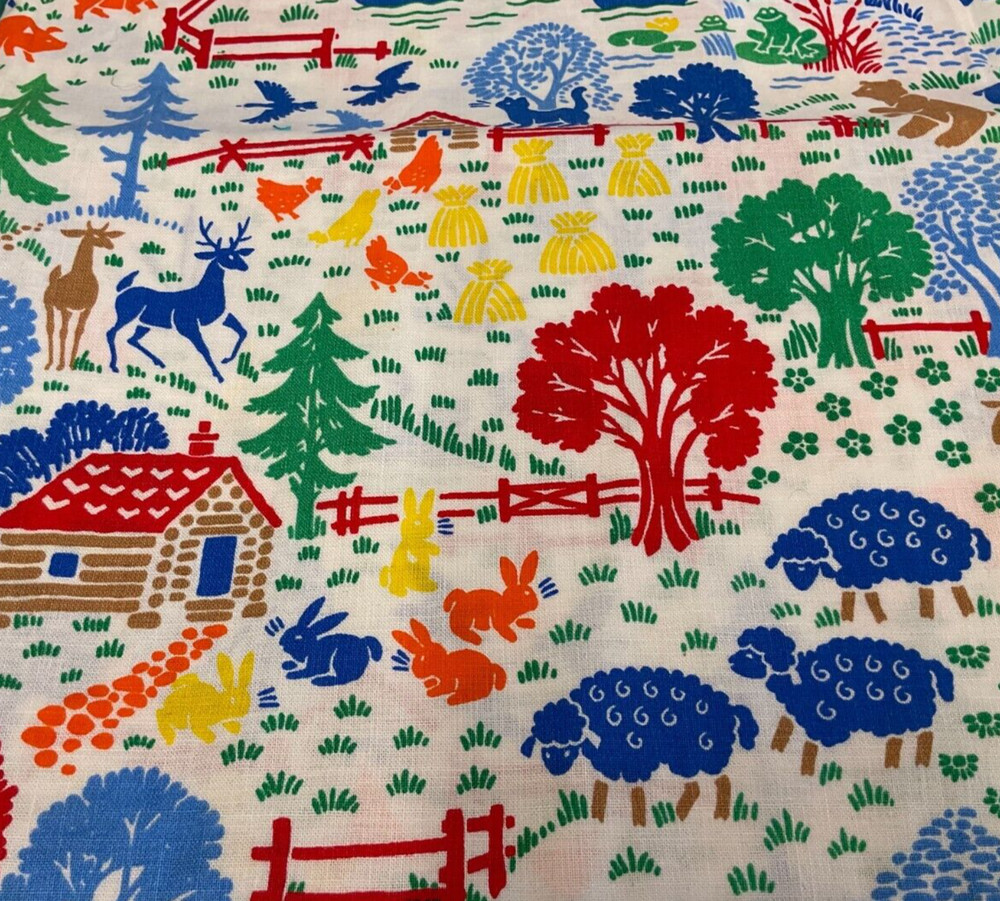 GENERAL FABRICS – SCENIC COUNTRY FARM, 44″ W– 1 1/8 YARDS