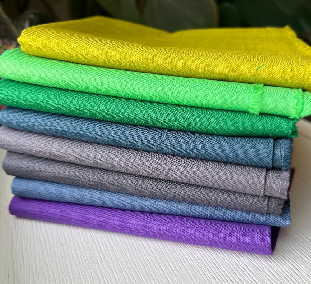 8 Pack 1/2 Yard Fabric Lot Cotton Fabric 4 Yards Total Blue Solid Colors