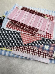 Fabric Scraps Gingham Plaid Stripes 2 1/2” – 5” Wide Crafts Quilting Red Blue