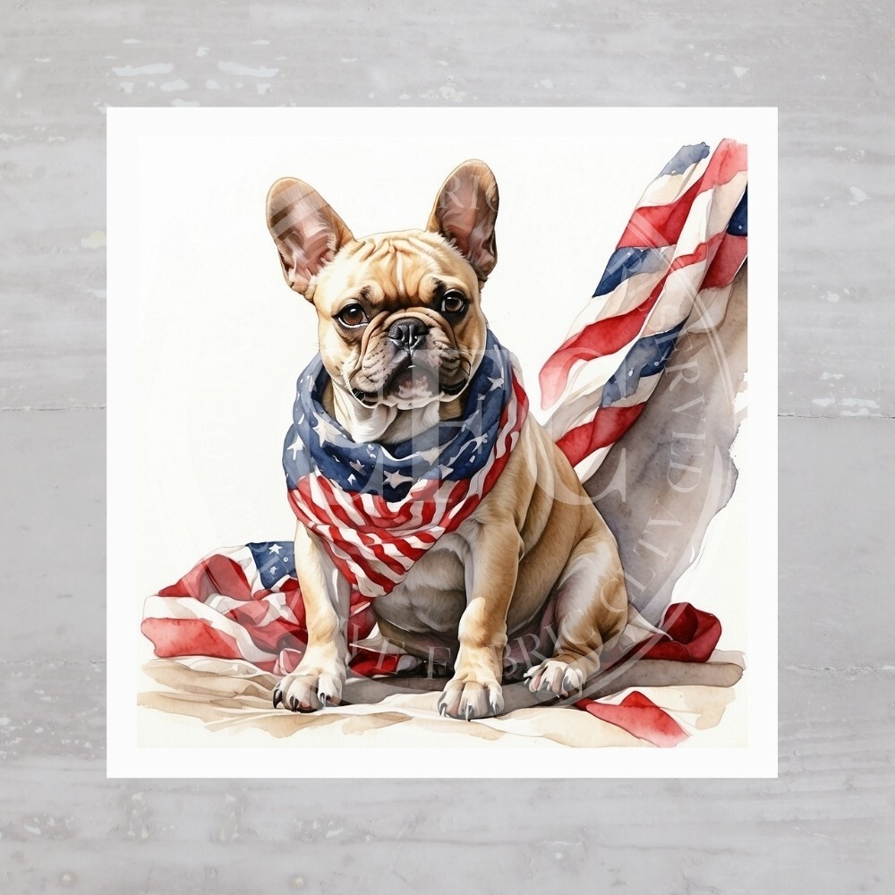Fourth of July French Bulldog Fabric Quilt Panel Craft Sewing Quilt Block A805